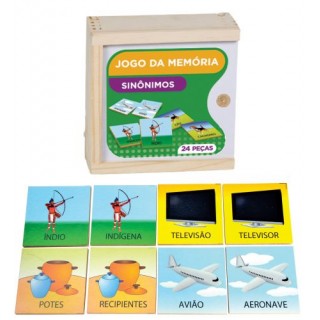 Sinônimos, 24 peças, jogo da memoria,  brinquedos educativos, criativos, Mdf, 5+